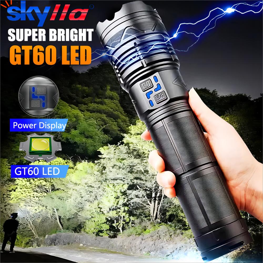 Renewable Energy Sources - ハイパワー LED 懐中電灯超高輝度長距離トーチ充電式超強力屋外戦術ハンドランプキャンプランタン