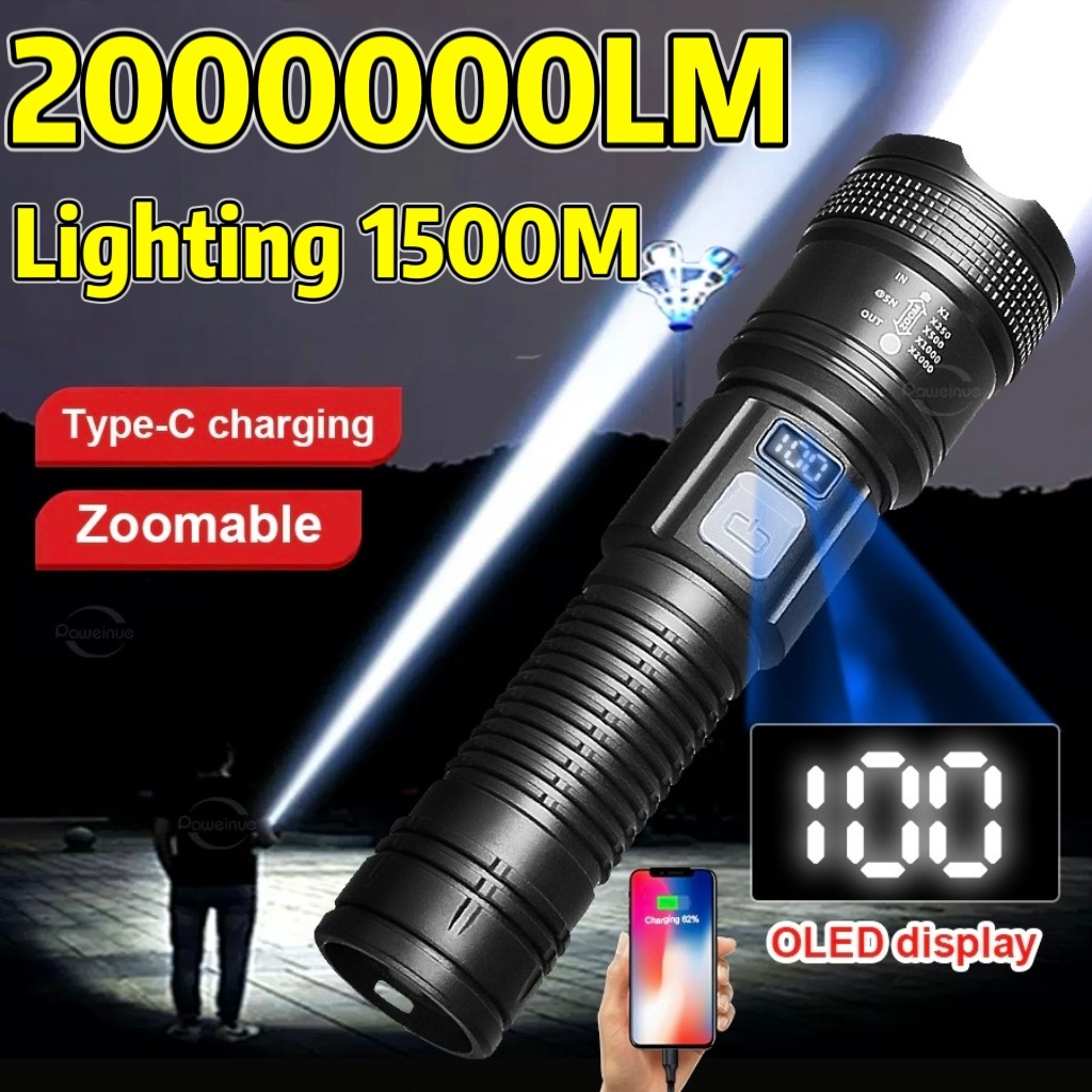 2000000LM ハイパワー LED 懐中電灯タイプ C  - Renewable Energy Sources のレビューと価格