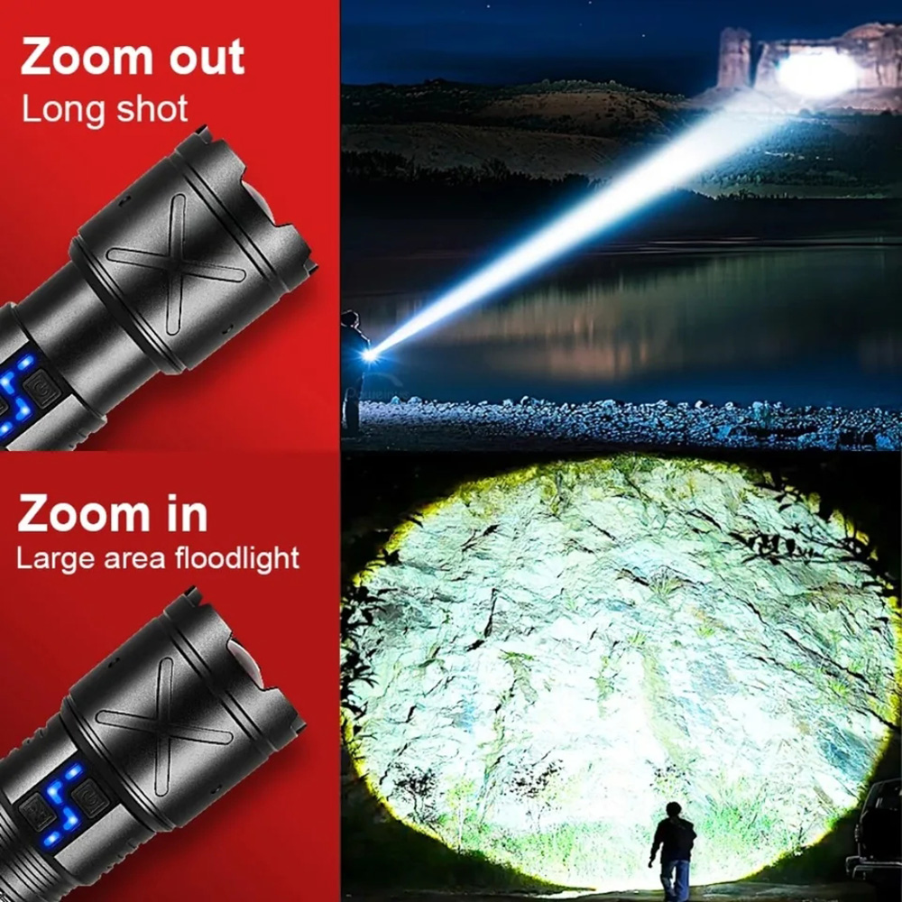 24000mAh 超高輝度 LED 懐中電灯 USB 充電式 - Renewable Energy Sources のレビューと価格